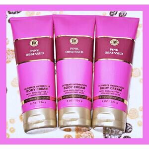 Bath & Body Works Pink Obsessed 8 oz Ultimate Hydration Body Cream x3